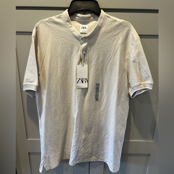 NWT Mens Zara button down Short sleeve Henley - Picture 1 of 6